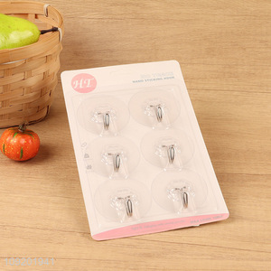 China products 6pcs clear round sticky hook adhesive hook set