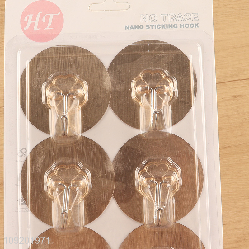 Factory direct sale 6pcs golden round sticky hook adhesive hook wholesale