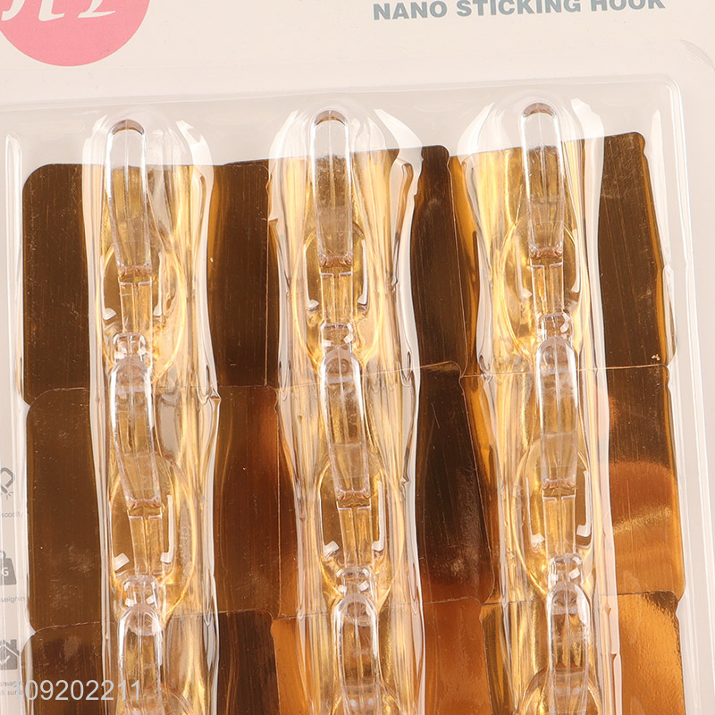 New style 12pcs golden bathroom sticky hook adhesive hook set