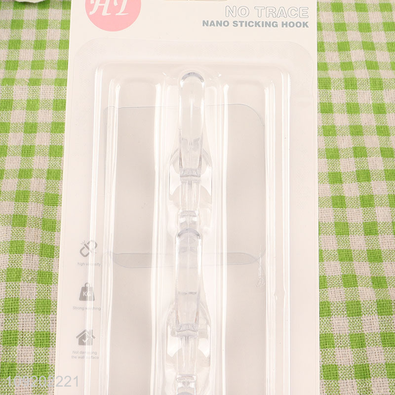 Low price 3pcs clear square sticky hook adhesive hook for household