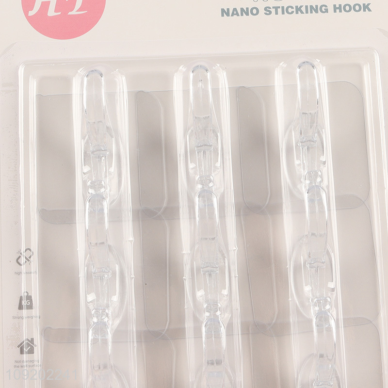 Online wholesale 12pcs clear self-adhesive sticky hook adhesive hook