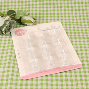 Yiwu market 9pcs clear heavy duty sticky hook adhesive hook