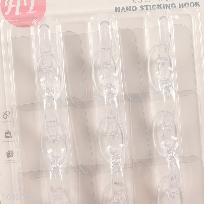Yiwu market 9pcs clear heavy duty sticky hook adhesive hook