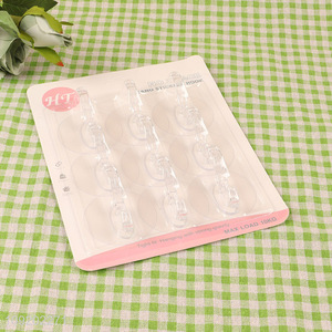 Top selling 9pcs round clear sticky hook adhesive hook wall hook set