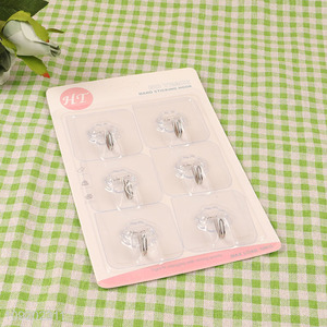 Best selling 6pcs clear heavy duty sticky hook adhesive hook wholesale