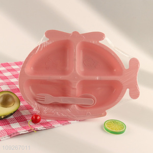 Popular products cartoon baby dinner plate set with fork and spoon for home
