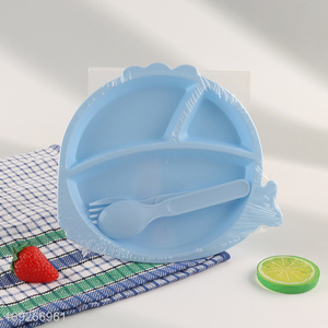 China factory plastic baby dinner plate set with fork and spoon
