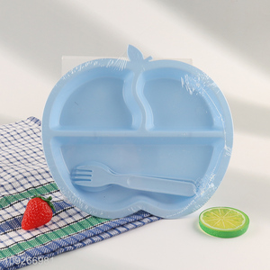 China products apple shape baby dinner plate set with fork and spoon