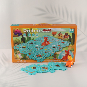 China factory creative children cartoon puzzle game rail car toys for slae