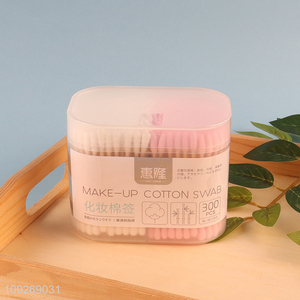 Yiwu market 300pcs makeup bamboo stick cotton swab cotton bud for sale