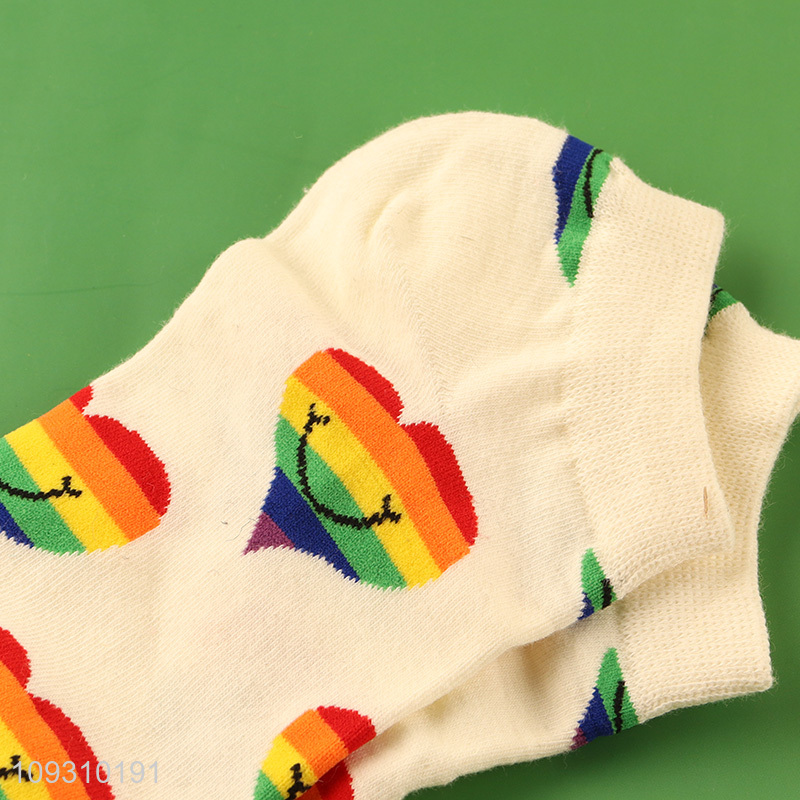 China products rainbow color cotton socks women ankle socks