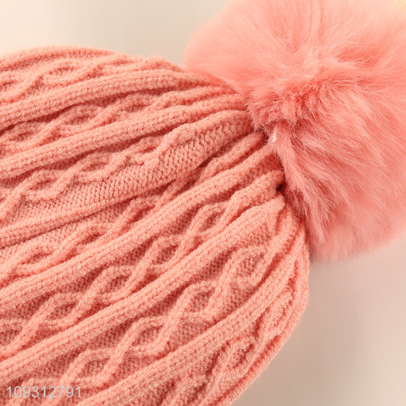 China supplier pink knitted hat beanies hat for winter