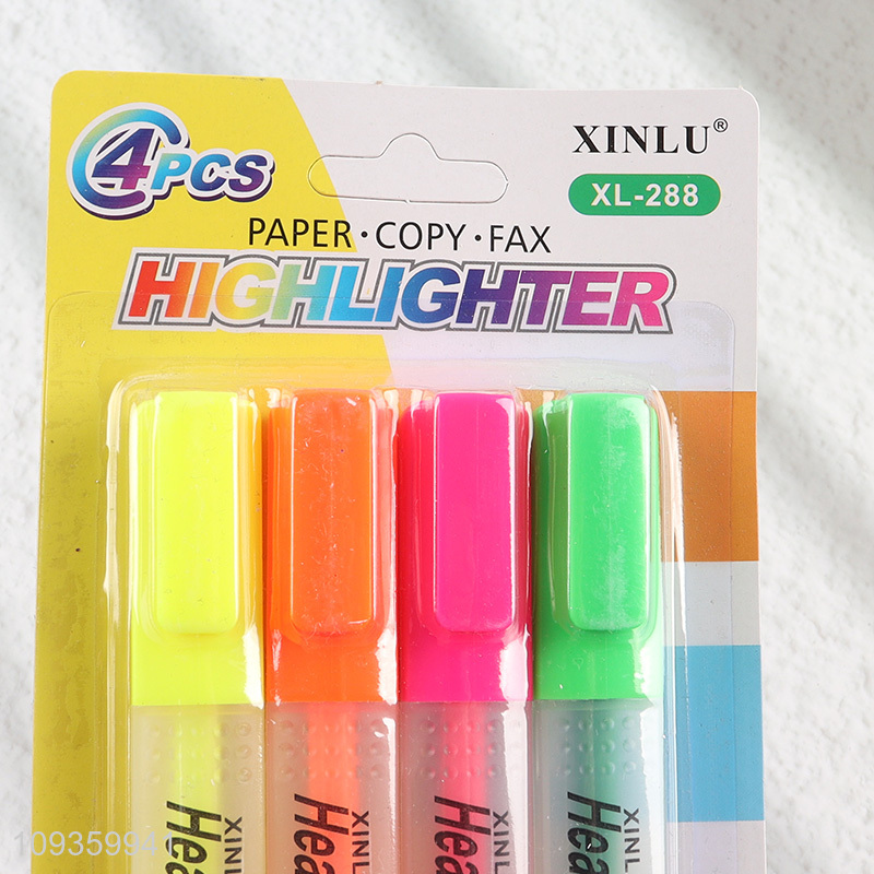 New style non-toxic 4pcs highlighter pen fluorescent pen