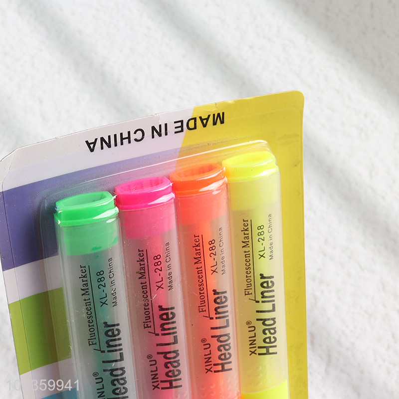 New style non-toxic 4pcs highlighter pen fluorescent pen
