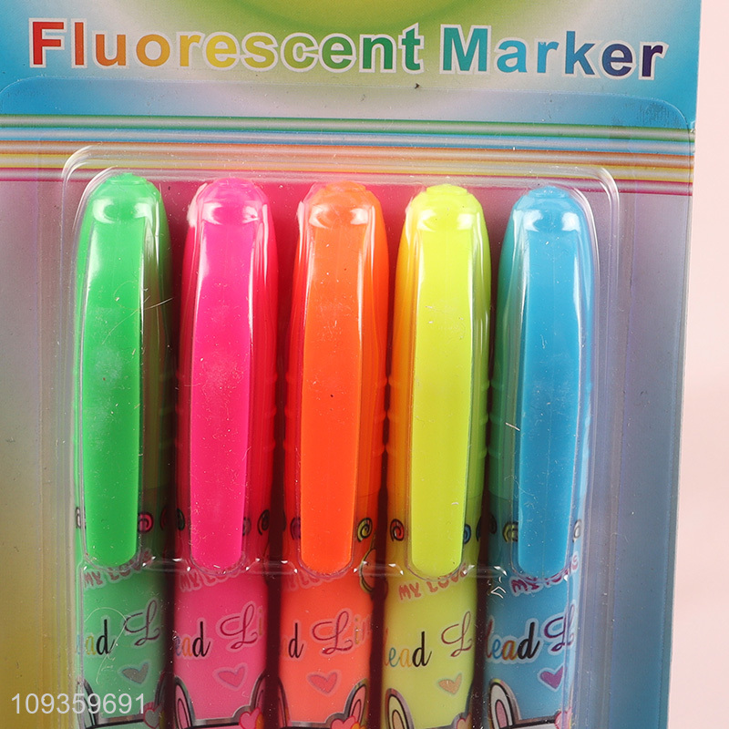 China supplier 5pcs highlighter pen fluorescent pen