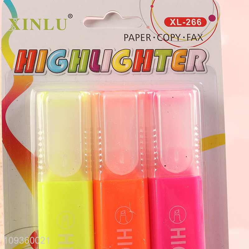 Hot selling 3pcs highlighter pen fluorescent pen set