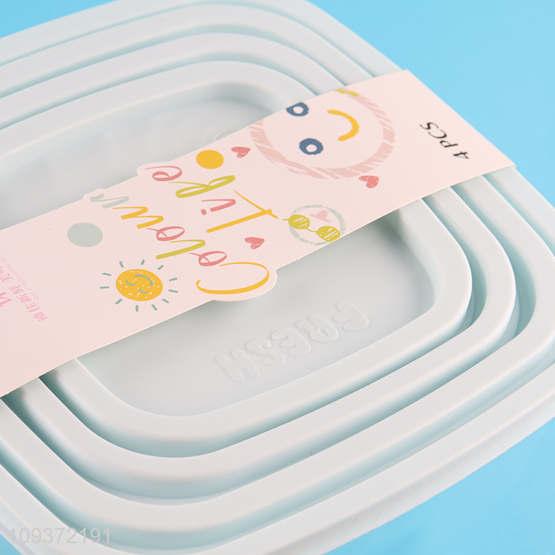 Wholesale 4pcs plastic food container storage box
