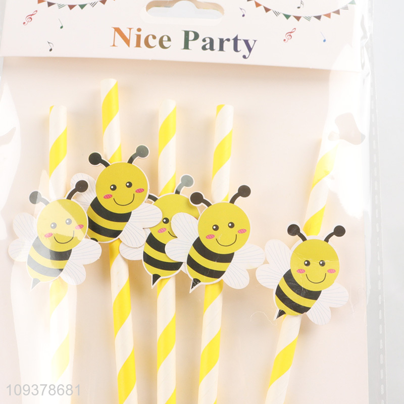 Low price cartoon bee paper straw drinking straw