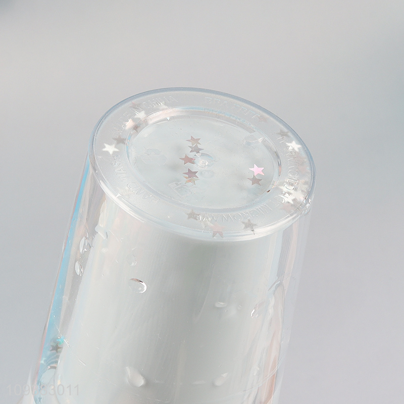 Double-Walled plastic Tumbler with Pink Straw & Star Confetti