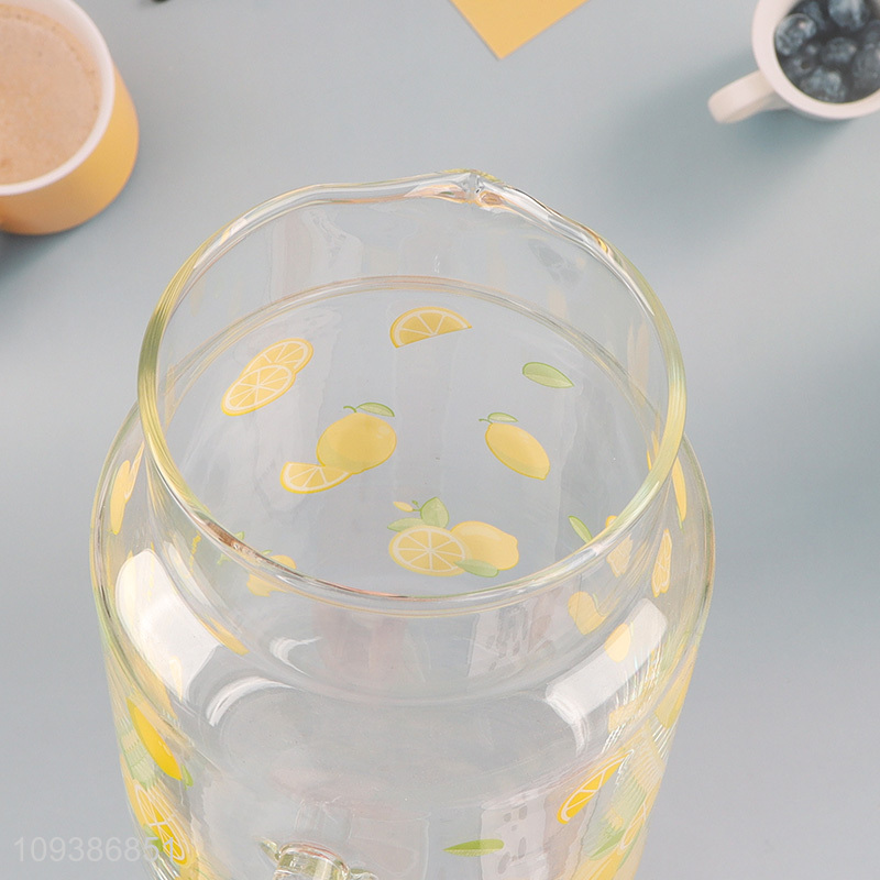 Factory price lemon printed glass mason cup mason jar