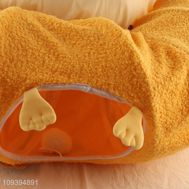 Online wholesale soft plush cat bed with play tunnel