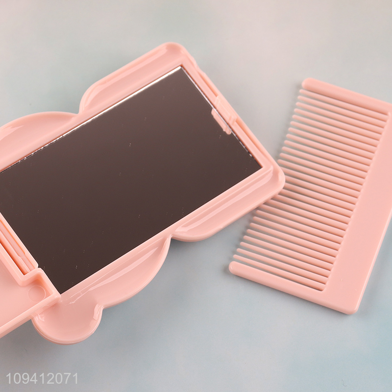 China wholesale cartoon makeup mirror with hair comb
