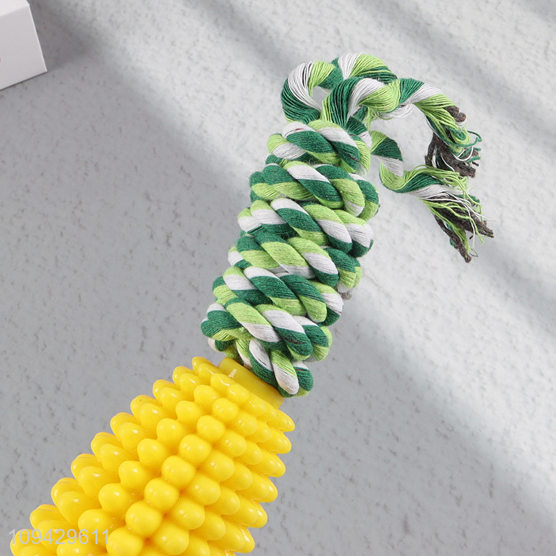 Unique Design Corn Shape Pet Chew Toy With Cotton Rope