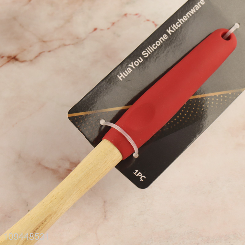 New arrival silicone soup ladle with wooden handle