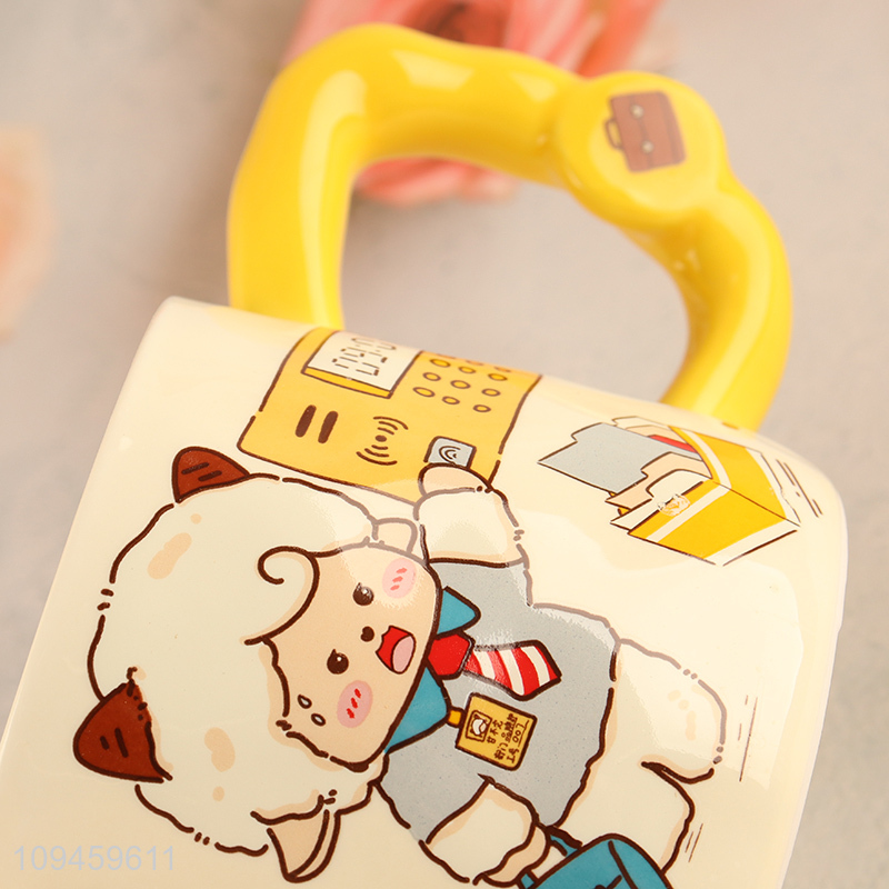New product cute ceramic water cup with handle