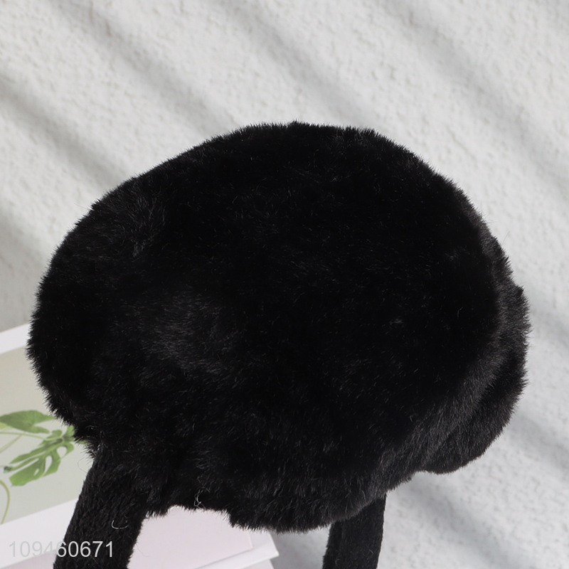 Top sale black plush earmuffs ear warmers