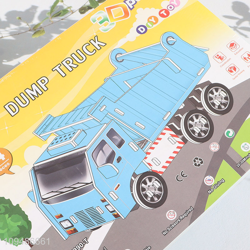 Hot selling dump truck 3d paper puzzle toy