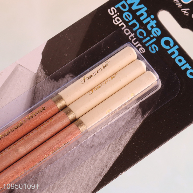 Factory direct sale 3pcs white charcoal pencils set