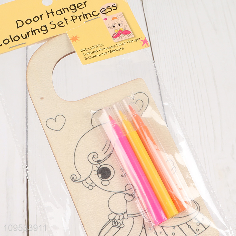 Good quality wooden door hanger colouring set