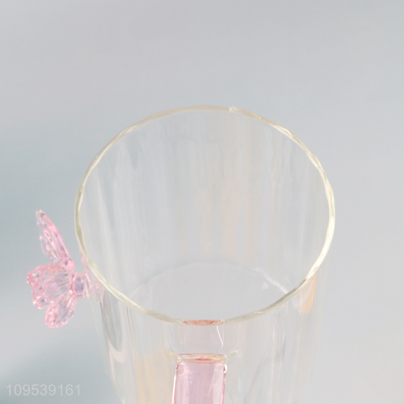 Hot selling clear butterfly glass drinking cup