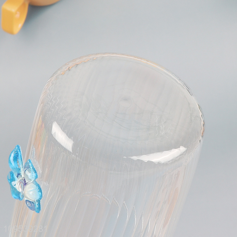 Wholesale clear glass juice cup straw cup