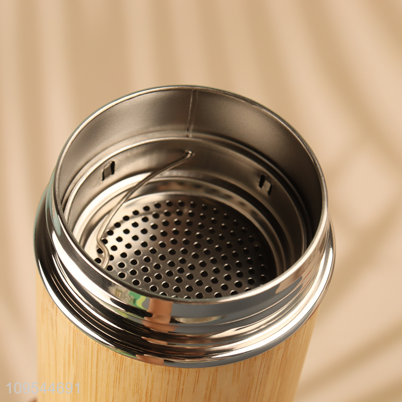 New Arrival 500Ml Bamboo Lid Vacuum Insulated Bottle Water Bottle