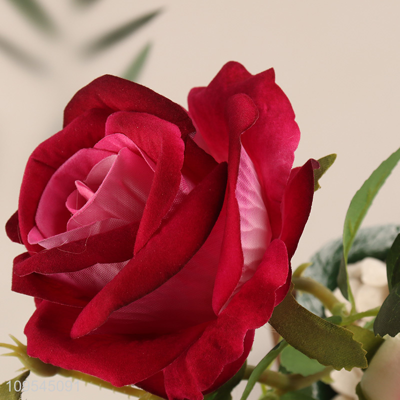 Good Price Tabletop Bonsai Simulated Rose Flower Decorative Potted Plant